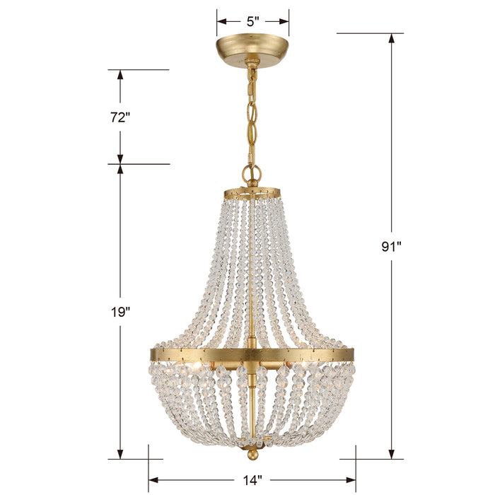 Crystorama 603-GA Three Light Chandelier, Antique Gold