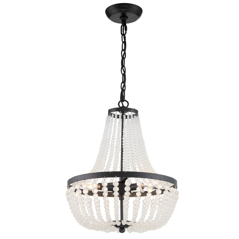 Crystorama 603-MK Three Light Chandelier, Matte Black