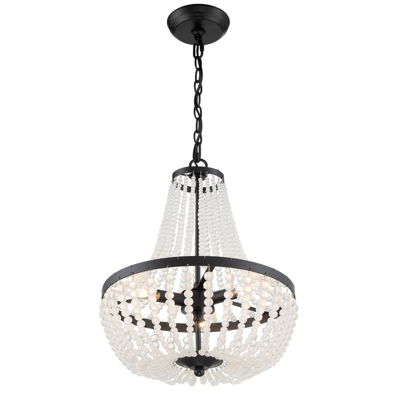 Crystorama 603-MK Three Light Chandelier, Matte Black