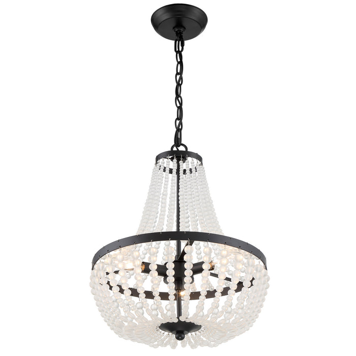 Crystorama 603-MK Three Light Chandelier, Matte Black