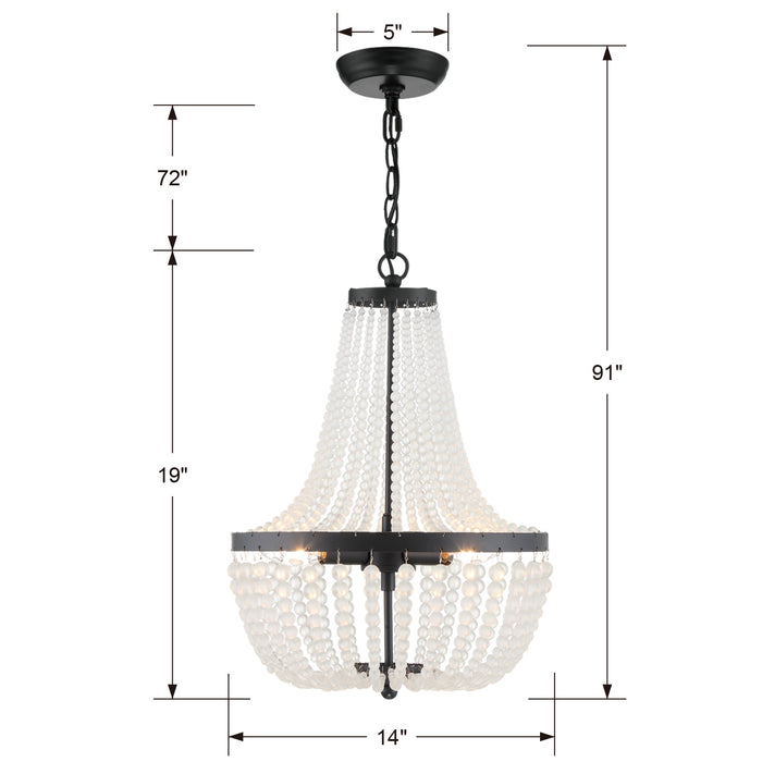 Crystorama 603-MK Three Light Chandelier, Matte Black