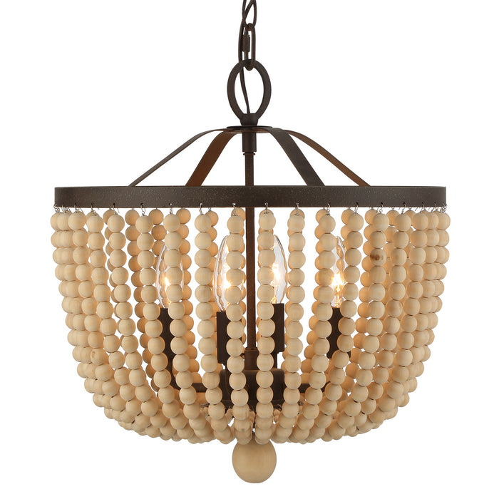 Crystorama 604-FB Four Light Chandelier, Forged Bronze