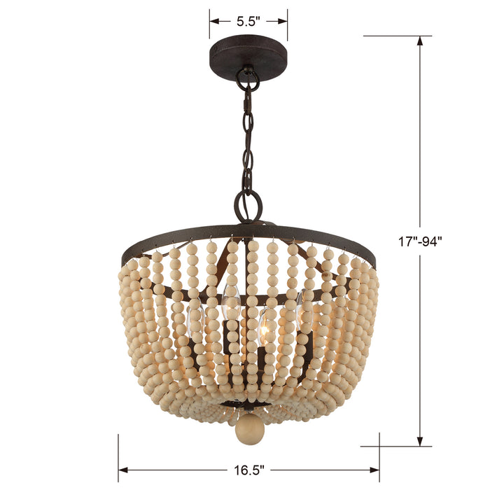 Crystorama 604-FB Four Light Chandelier, Forged Bronze