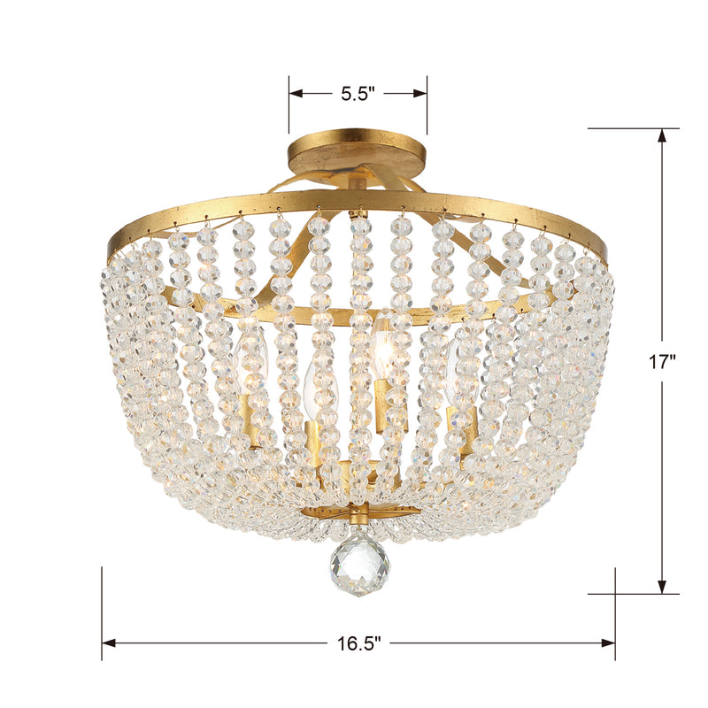 Crystorama 604-GA_CEILING Four Light Semi Flush Mount, Antique Gold