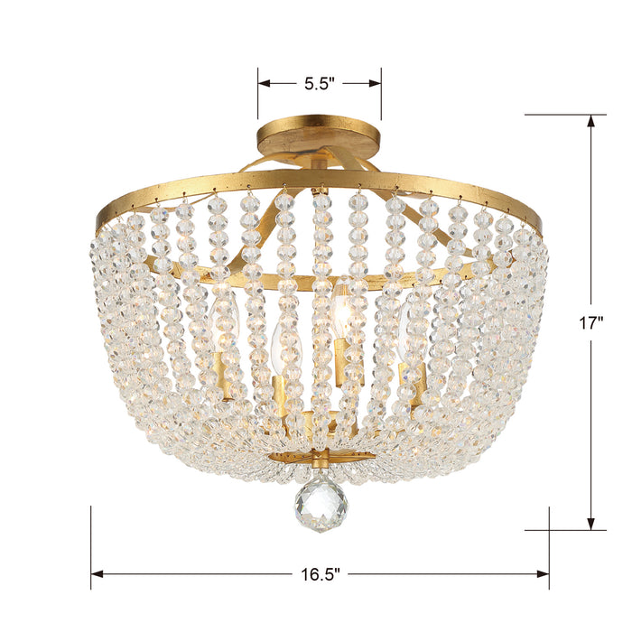 Crystorama 604-GA_CEILING Four Light Semi Flush Mount, Antique Gold