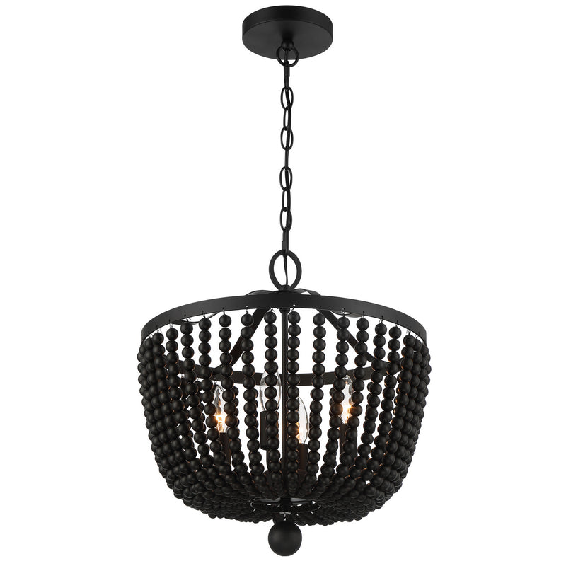 Crystorama 604-MK Four Light Chandelier, Matte Black