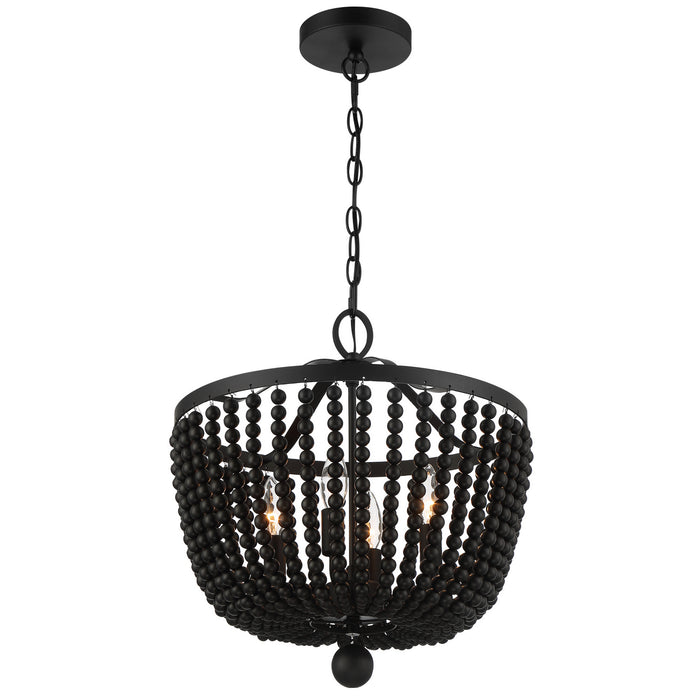 Crystorama 604-MK Four Light Chandelier, Matte Black