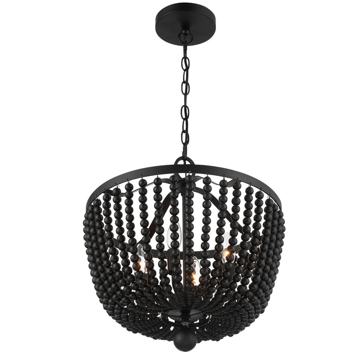 Crystorama 604-MK Four Light Chandelier, Matte Black