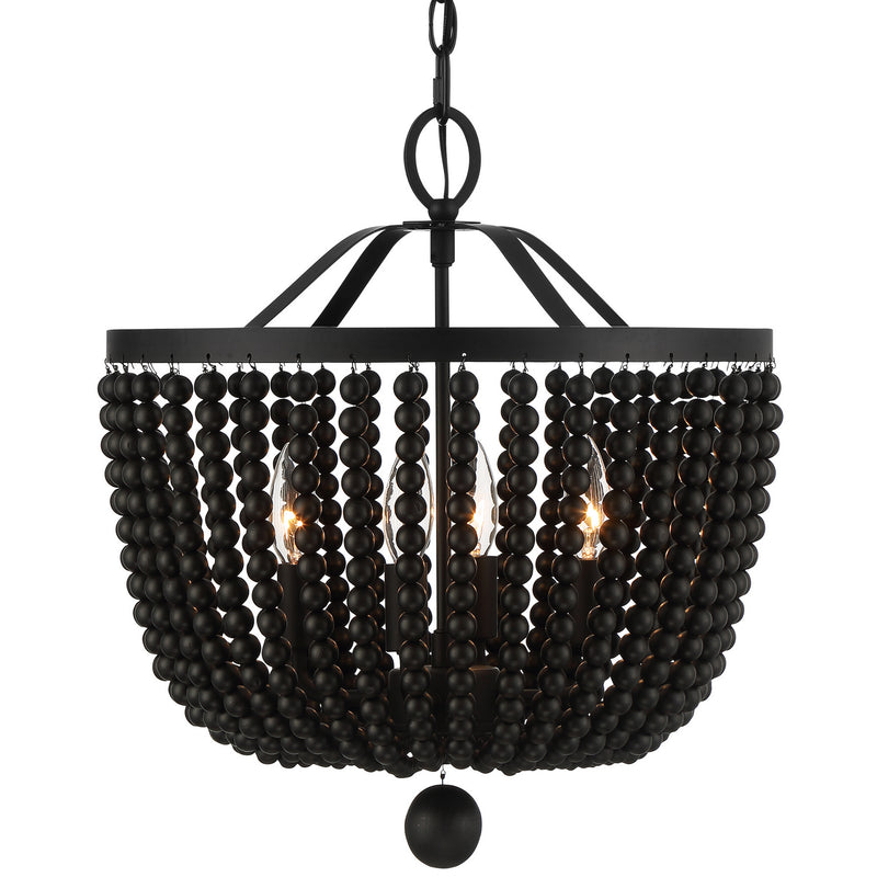 Crystorama 604-MK Four Light Chandelier, Matte Black