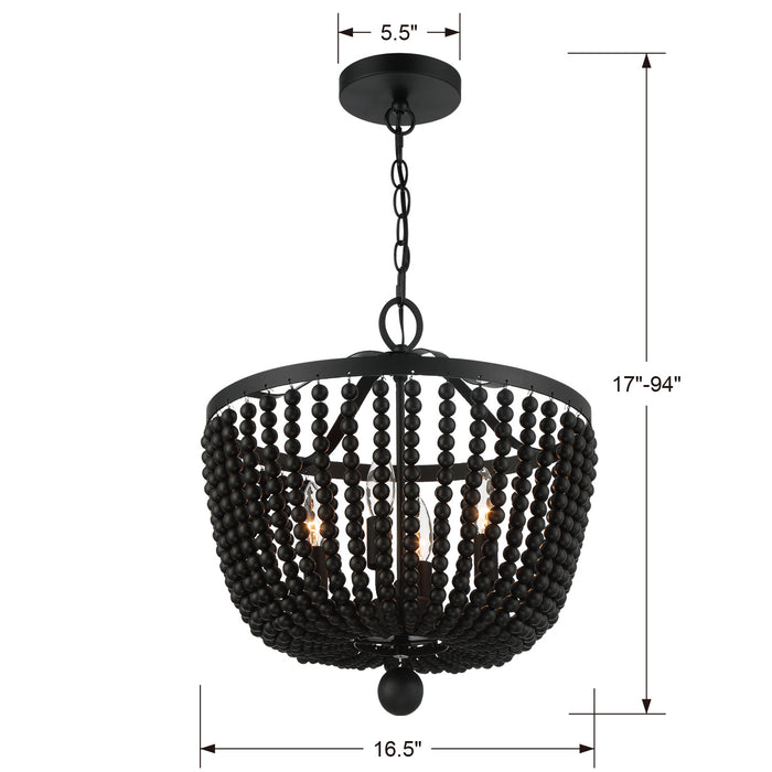Crystorama 604-MK Four Light Chandelier, Matte Black