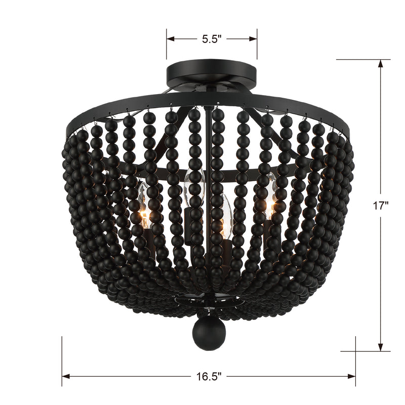 Crystorama 604-MK_CEILING Four Light Semi Flush Mount, Matte Black