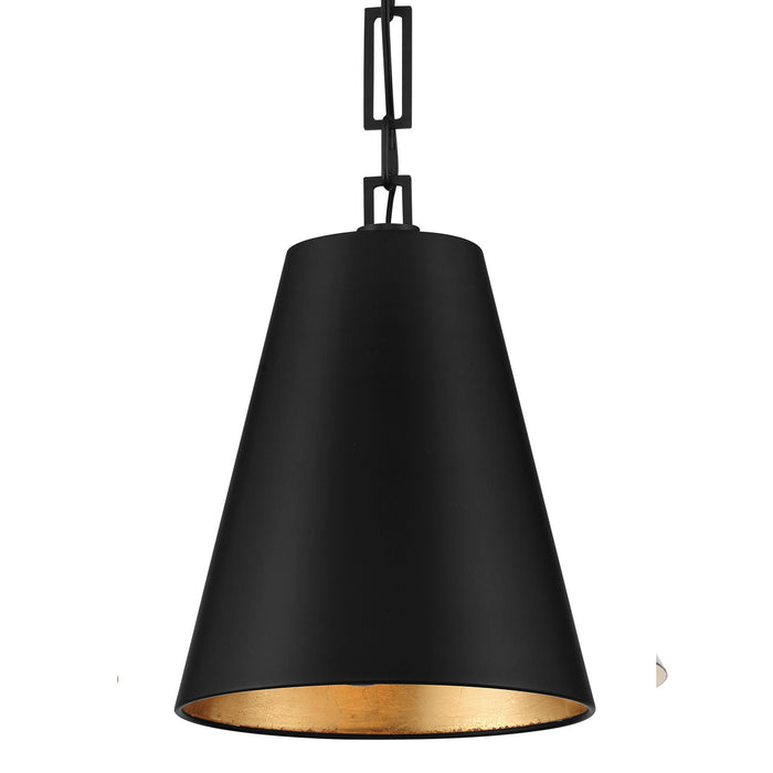 Crystorama 8685-MK-GA Two Light Chandelier, Matte Black + Antique Gold