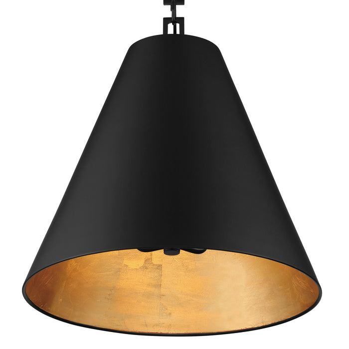 Crystorama 8687-MK-GA Three Light Chandelier, Matte Black + Antique Gold