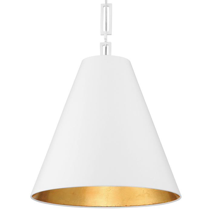 Crystorama 8687-MT-GA Three Light Chandelier, Matte White + Antique Gold