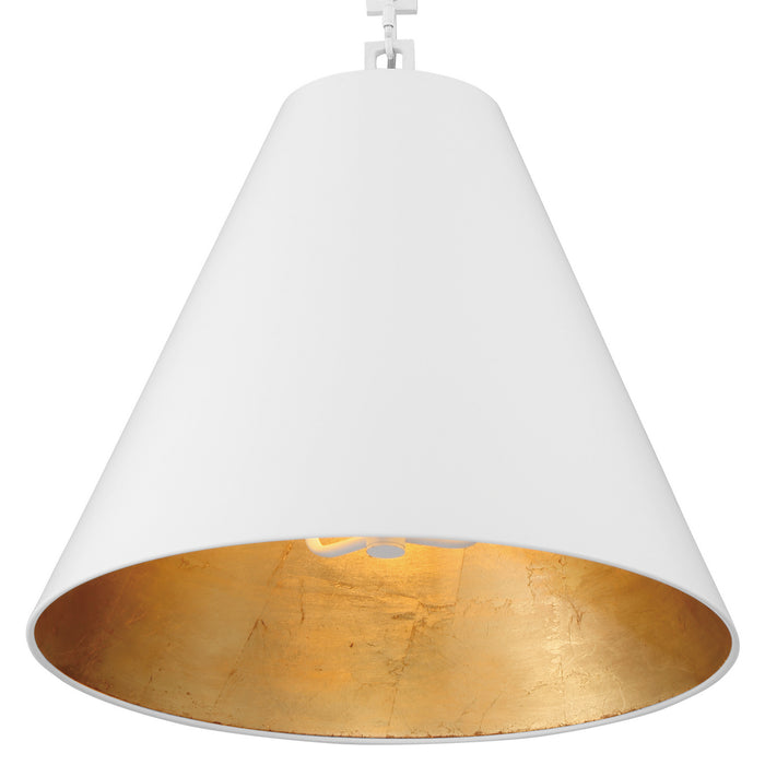 Crystorama 8687-MT-GA Three Light Chandelier, Matte White + Antique Gold