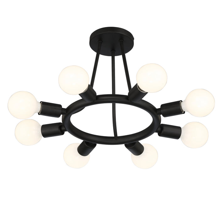 Crystorama 9043-BK Eight Light Semi Flush Mount, Black