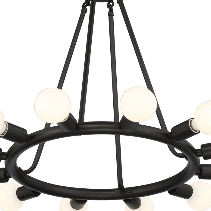 Crystorama 9045-BK 12 Light Chandelier, Black