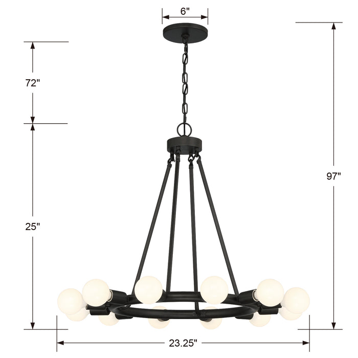 Crystorama 9045-BK 12 Light Chandelier, Black