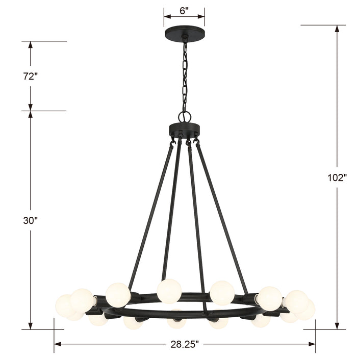 Crystorama 9046-BK 15 Light Chandelier, Black