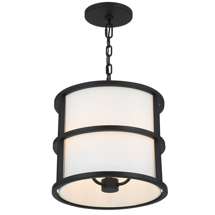 Crystorama 9593-MK Three Light Pendant, Matte Black