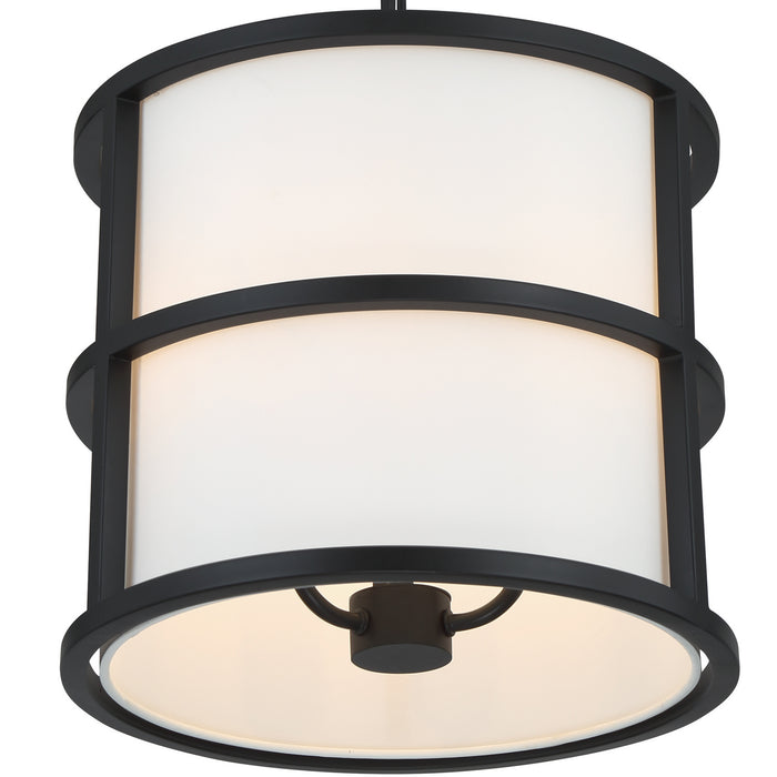 Crystorama 9593-MK Three Light Pendant, Matte Black