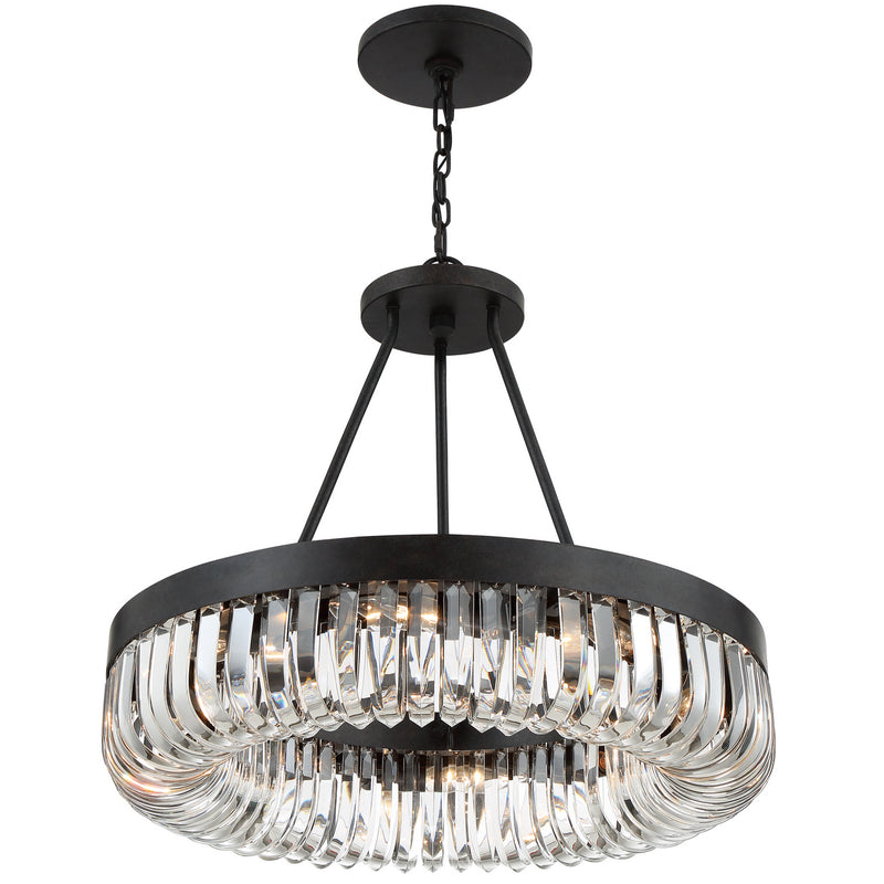 Crystorama ALI-B2008-CZ Eight Light Chandelier, Charcoal Bronze