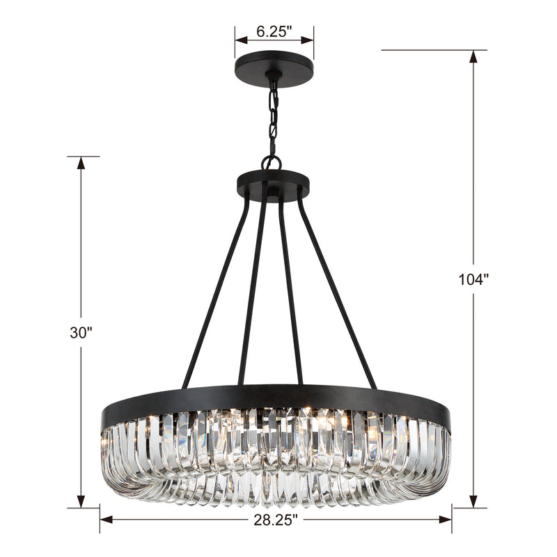 Crystorama ALI-B2010-CZ Ten Light Chandelier, Charcoal Bronze