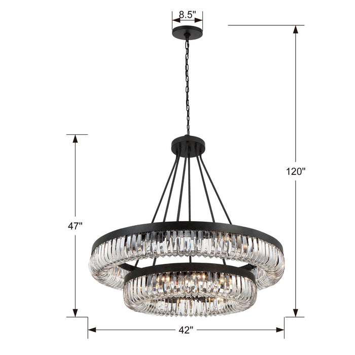 Crystorama ALI-B2026-CZ 26 Light Chandelier, Charcoal Bronze