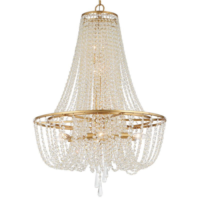 Crystorama ARC-1917-GA-CL-MWP Nine Light Chandelier, Antique Gold