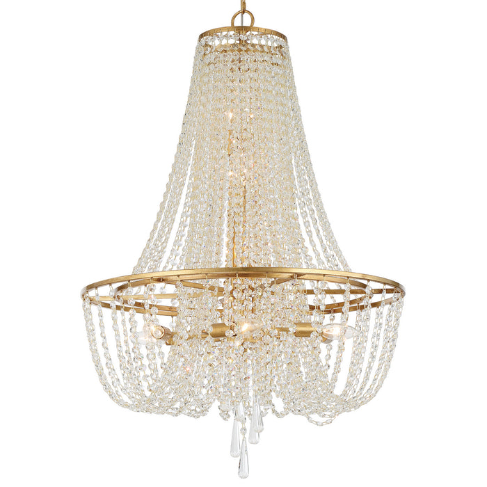Crystorama ARC-1917-GA-CL-MWP Nine Light Chandelier, Antique Gold