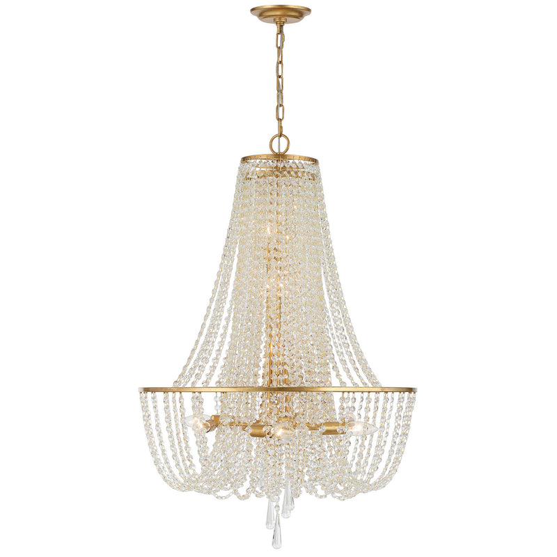 Crystorama ARC-1917-GA-CL-MWP Nine Light Chandelier, Antique Gold