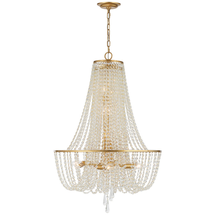 Crystorama ARC-1917-GA-CL-MWP Nine Light Chandelier, Antique Gold