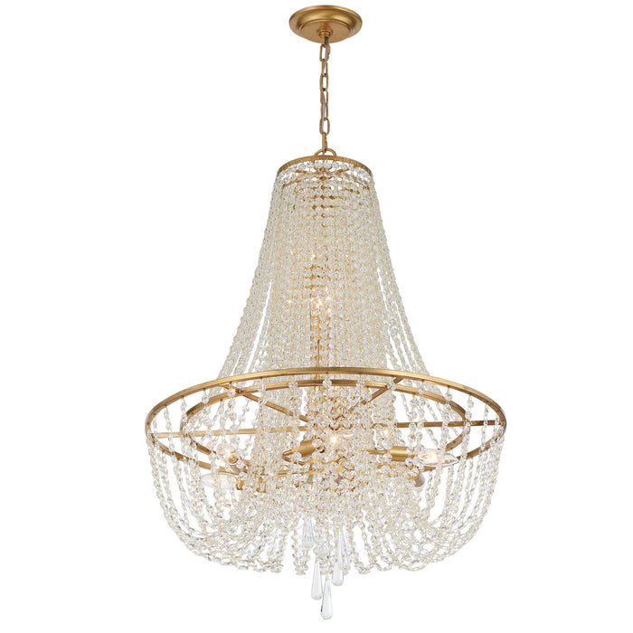 Crystorama ARC-1917-GA-CL-MWP Nine Light Chandelier, Antique Gold