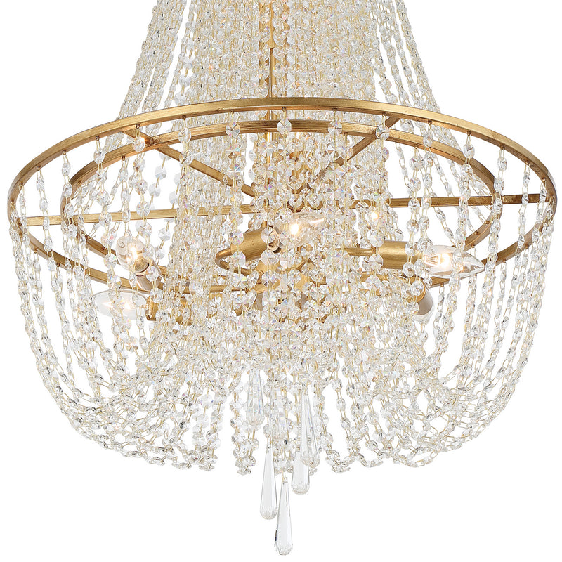 Crystorama ARC-1917-GA-CL-MWP Nine Light Chandelier, Antique Gold
