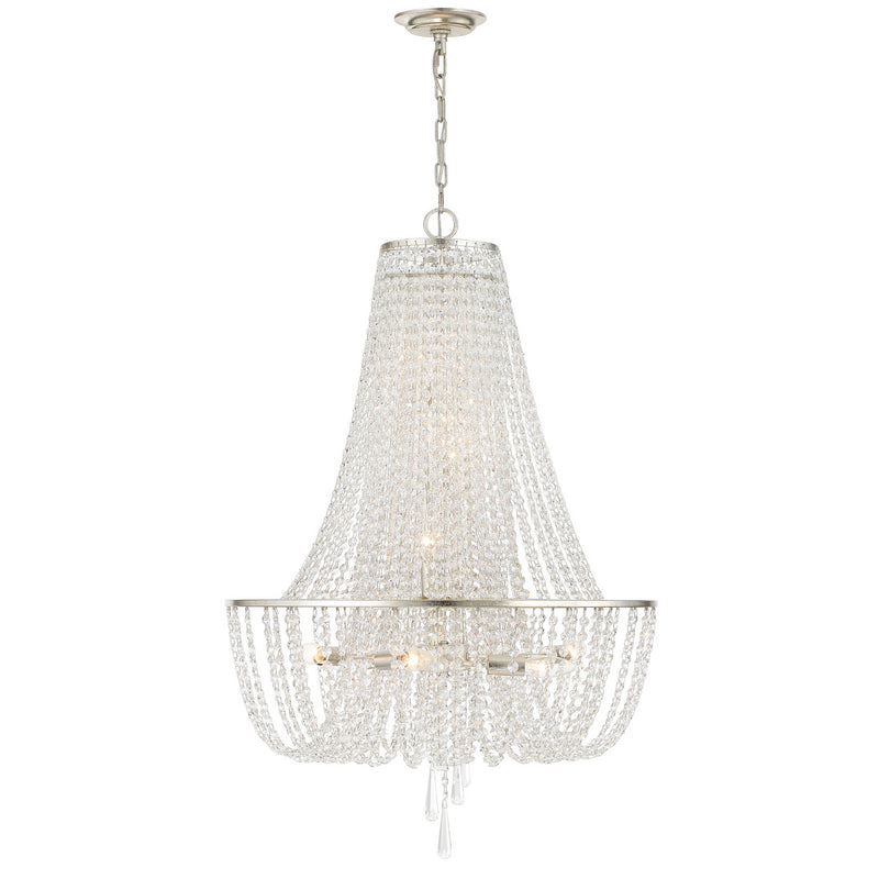 Crystorama ARC-1917-SA-CL-MWP Nine Light Chandelier, Antique Silver