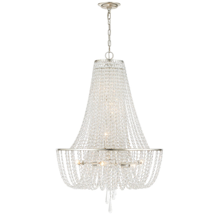 Crystorama ARC-1917-SA-CL-MWP Nine Light Chandelier, Antique Silver