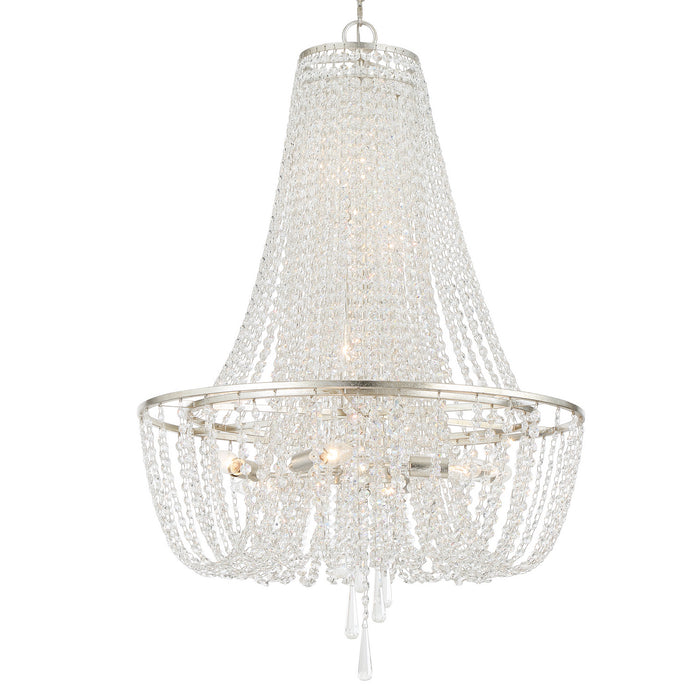 Crystorama ARC-1917-SA-CL-MWP Nine Light Chandelier, Antique Silver