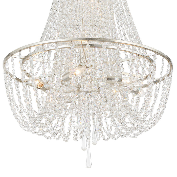 Crystorama ARC-1917-SA-CL-MWP Nine Light Chandelier, Antique Silver