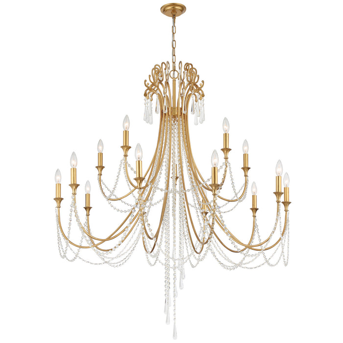 Crystorama ARC-1919-GA-CL-MWP 15 Light Chandelier, Antique Gold