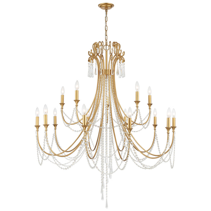 Crystorama ARC-1919-GA-CL-MWP 15 Light Chandelier, Antique Gold