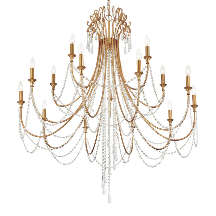 Crystorama ARC-1919-GA-CL-MWP 15 Light Chandelier, Antique Gold