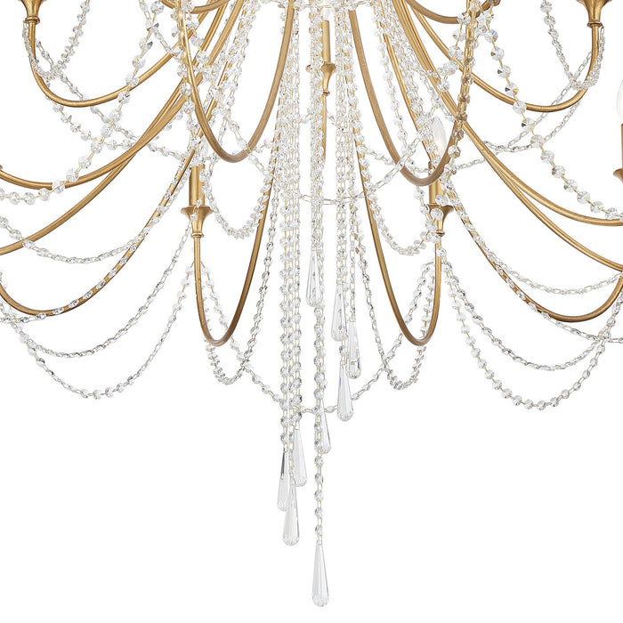 Crystorama ARC-1919-GA-CL-MWP 15 Light Chandelier, Antique Gold