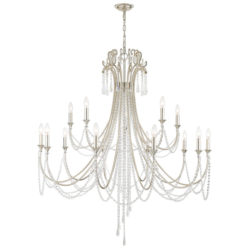 Crystorama ARC-1919-SA-CL-MWP 15 Light Chandelier, Antique Silver