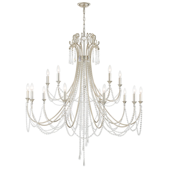 Crystorama ARC-1919-SA-CL-MWP 15 Light Chandelier, Antique Silver
