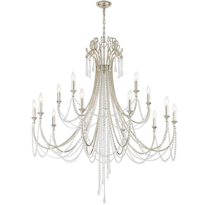 Crystorama ARC-1919-SA-CL-MWP 15 Light Chandelier, Antique Silver