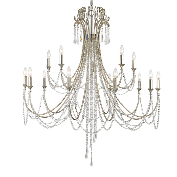Crystorama ARC-1919-SA-CL-MWP 15 Light Chandelier, Antique Silver
