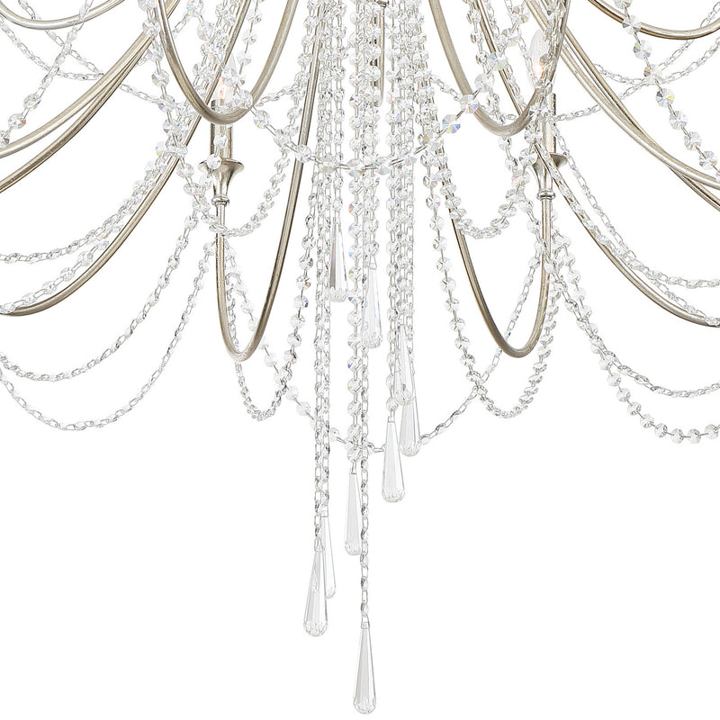Crystorama ARC-1919-SA-CL-MWP 15 Light Chandelier, Antique Silver