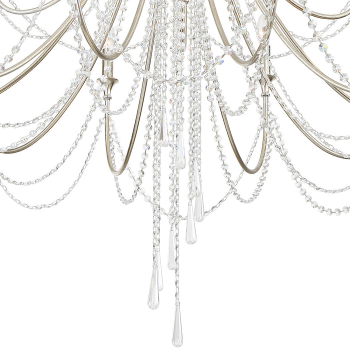 Crystorama ARC-1919-SA-CL-MWP 15 Light Chandelier, Antique Silver