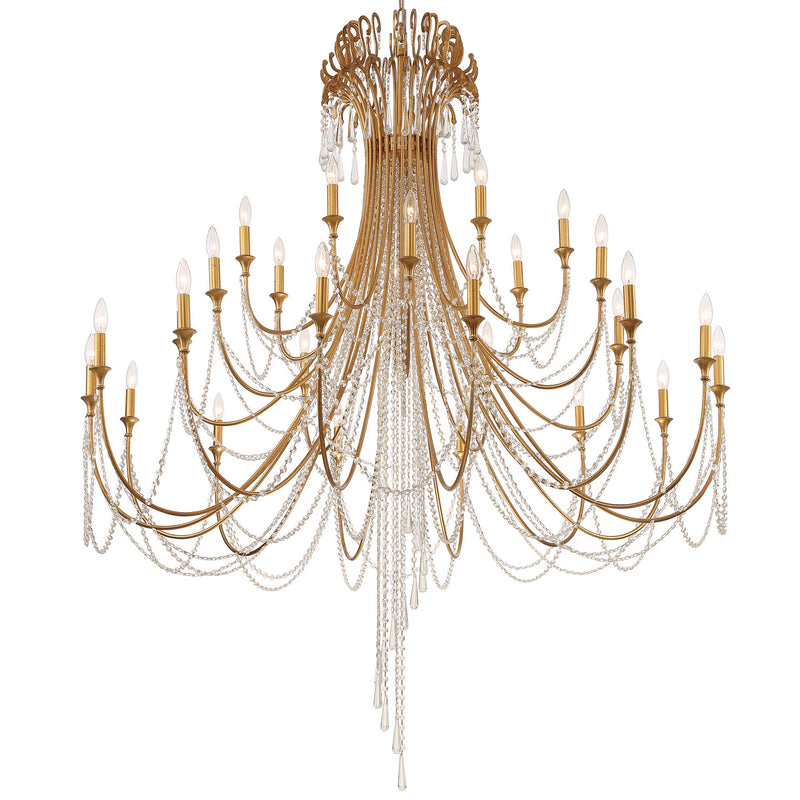 Crystorama ARC-1929-GA-CL-MWP 28 Light Chandelier, Antique Gold