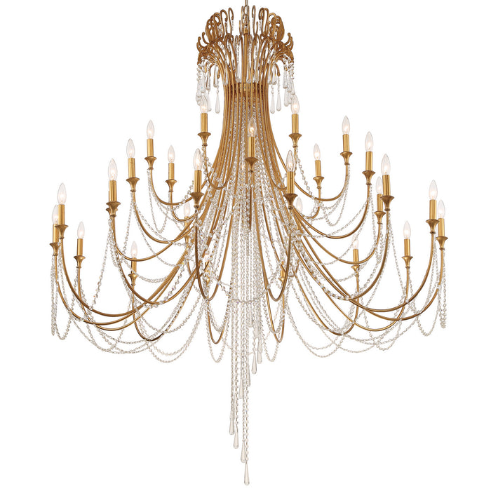 Crystorama ARC-1929-GA-CL-MWP 28 Light Chandelier, Antique Gold